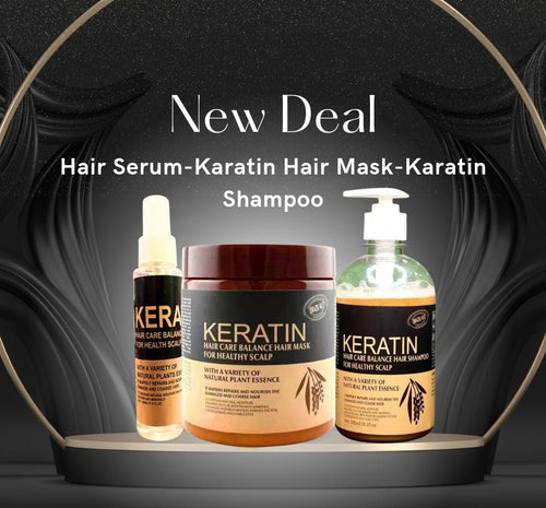 Keratin Infused Hair Care Trio: Mask, Shampoo, and Serum!